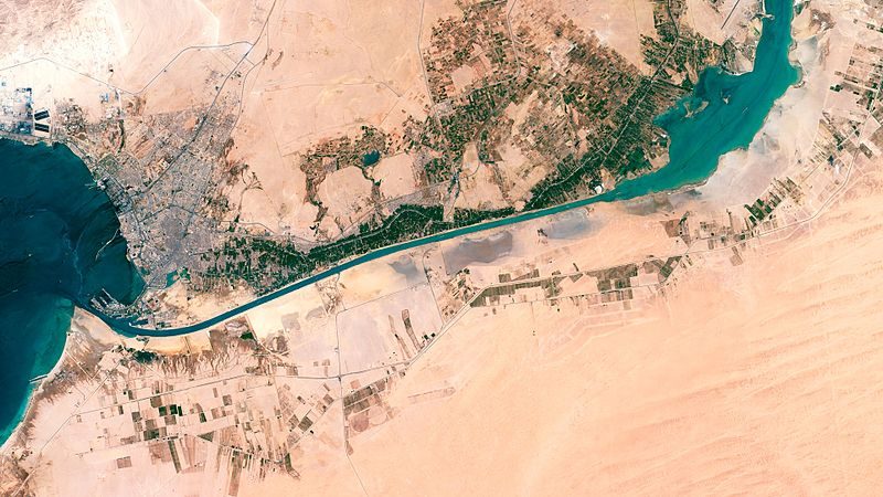 Il canale di Suez visto dal satellite