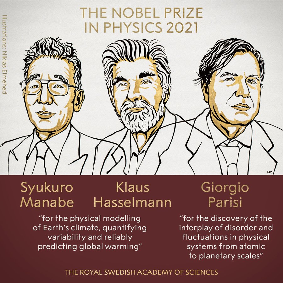 Il premio Nobel per la Fisica 2021 va a Syukuro Manabe, Klaus Hasselmann e Giorgio Parisi 