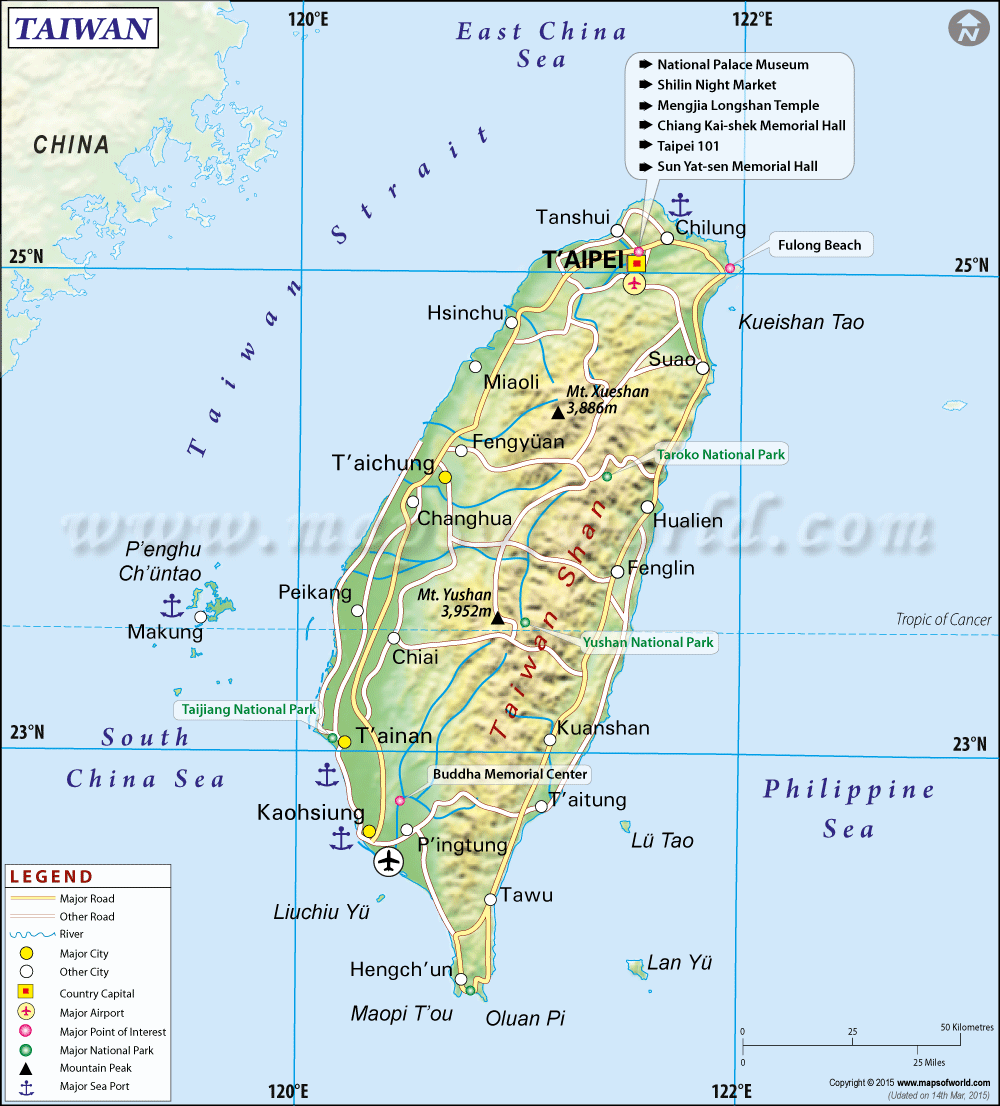 La mappa di Taiwan