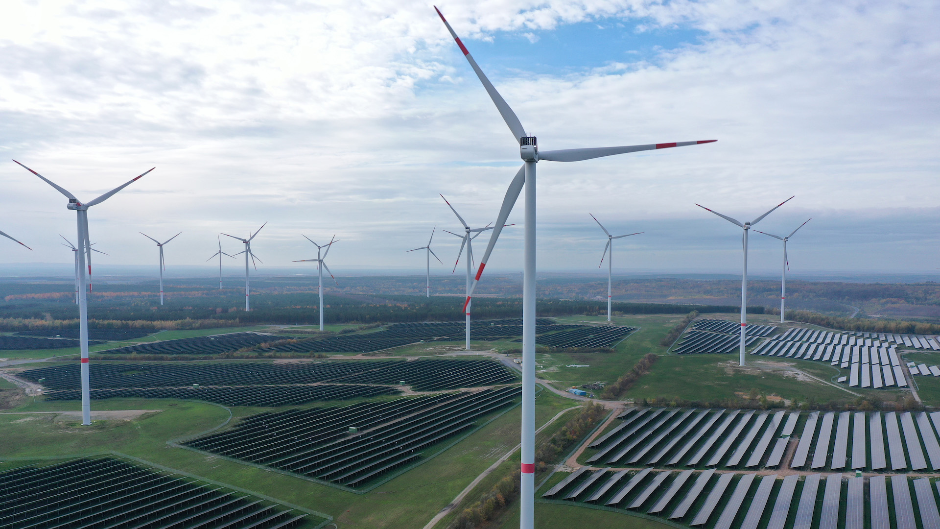 Wind Turbines And Solar Field